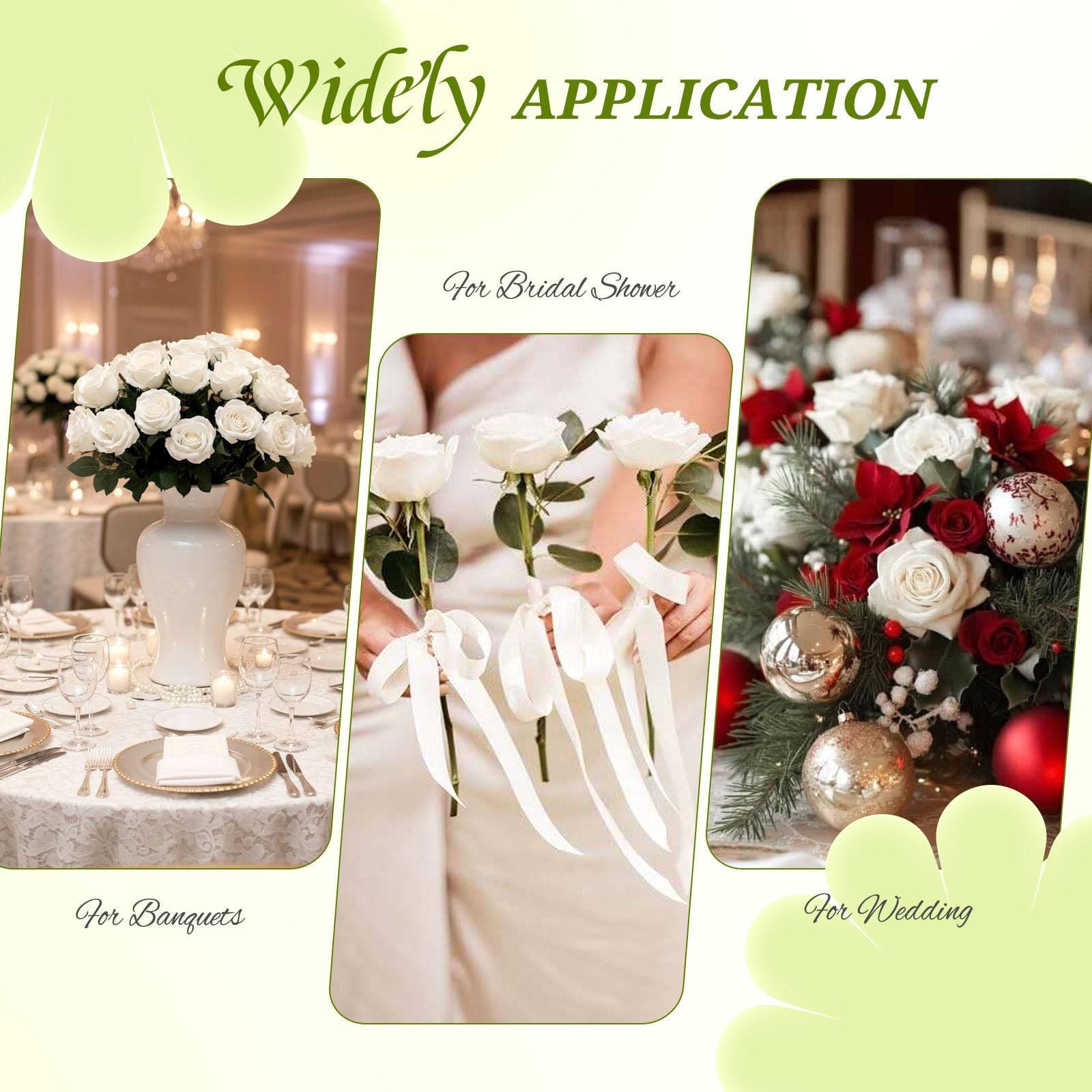 50 Pcs Artificial Roses Bulk, White Velvet Silk Rose Realistic Faux Artificia…