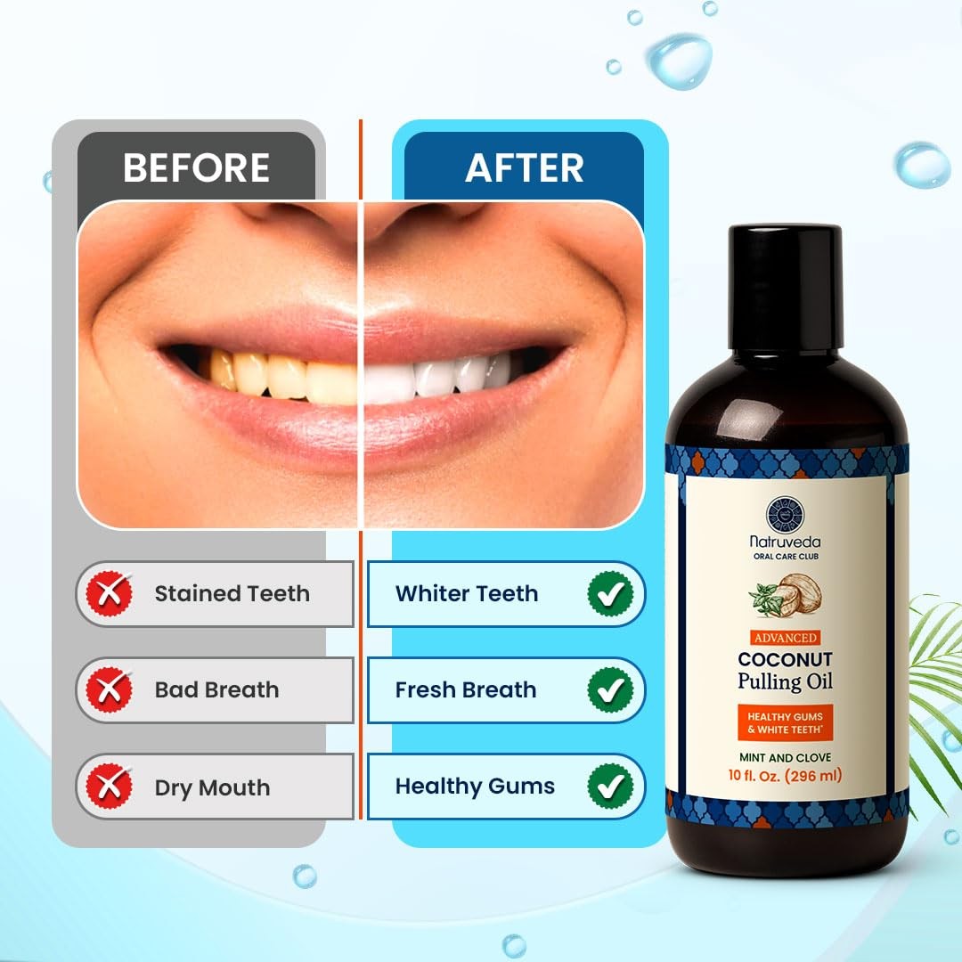 Coconut Oil Pulling Mouthwash – 10 Fl Oz (Pack of 4), Light Yellow