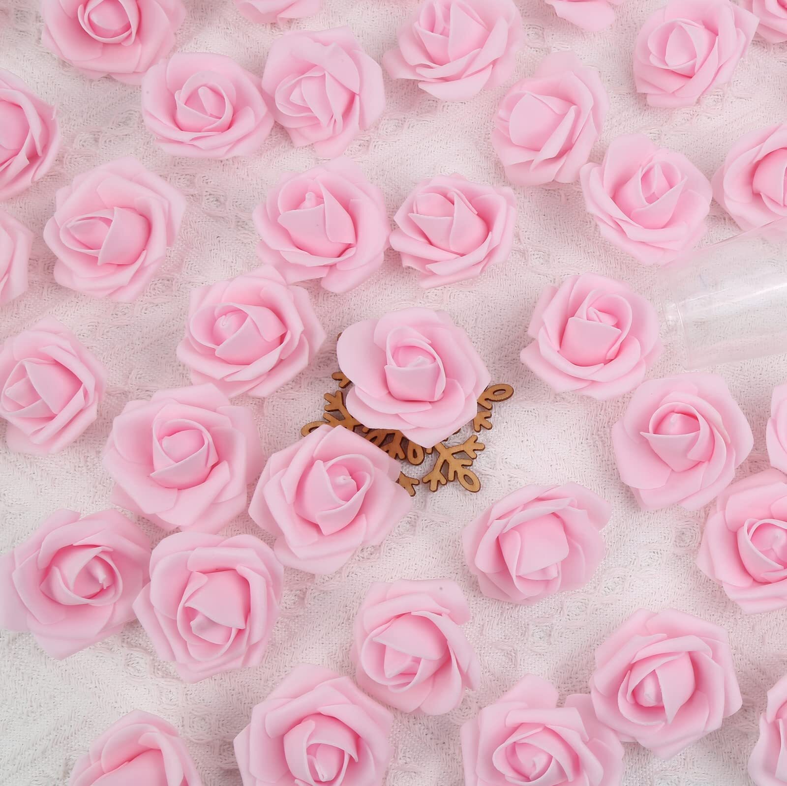200Pcs Light Pink Artificial Rose Flower Heads 1.97in Foam Roses Stemless Flo…
