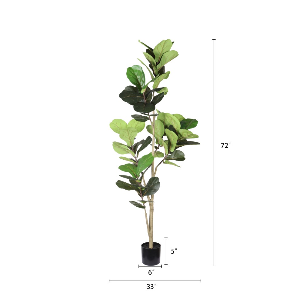 6FT Artificial Fiddle Leaf Fig Tree with Black Plastic Pot,Indoor Plant