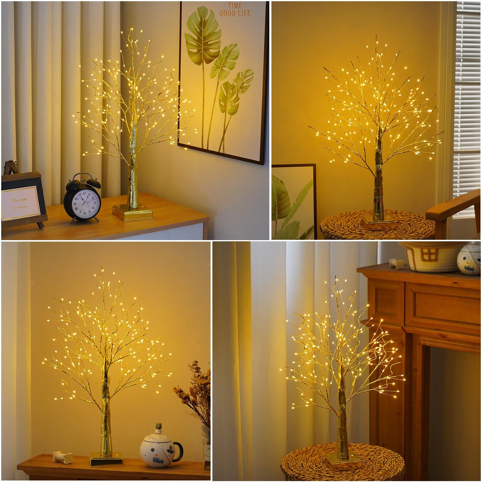 144 Artificial Tree Lamp with Timer, DIY Birch Tree with Lights, Lighted up T…