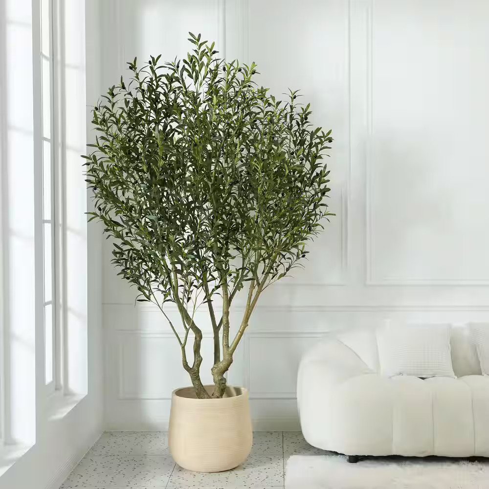 8 Ft. Artificial Olive Tree-Faux Silk Plant Fake Tree for Home Office Decor Indo