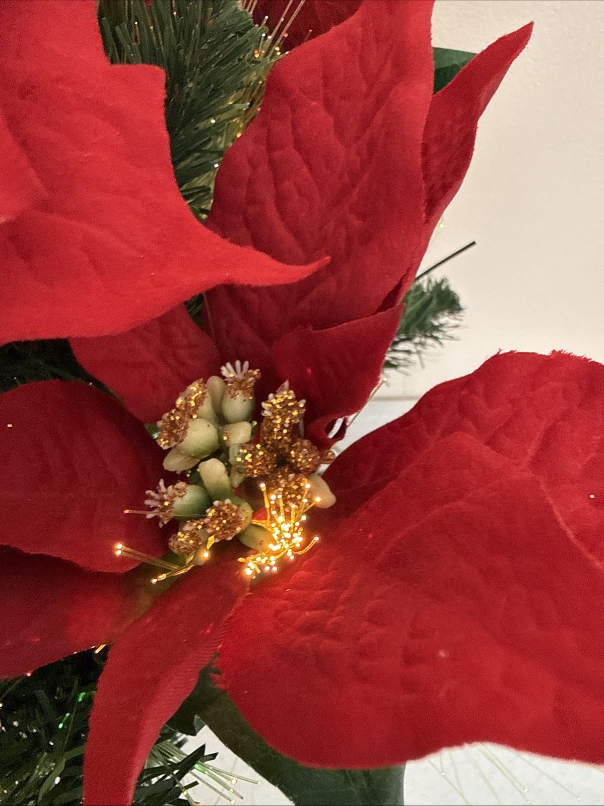 16” Fiber Optic Color Changing Poinsettia Flower Arrangement by Holiday Time
