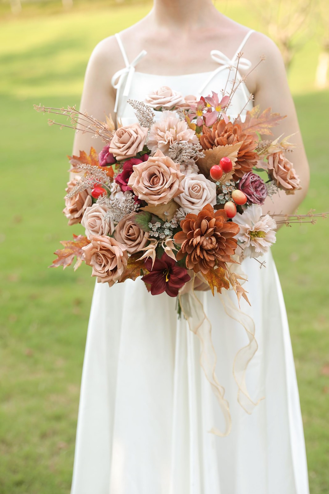 Artificial Flowers Combo Box Set Dusty Coffee Color Flower Leaf with Stems fo