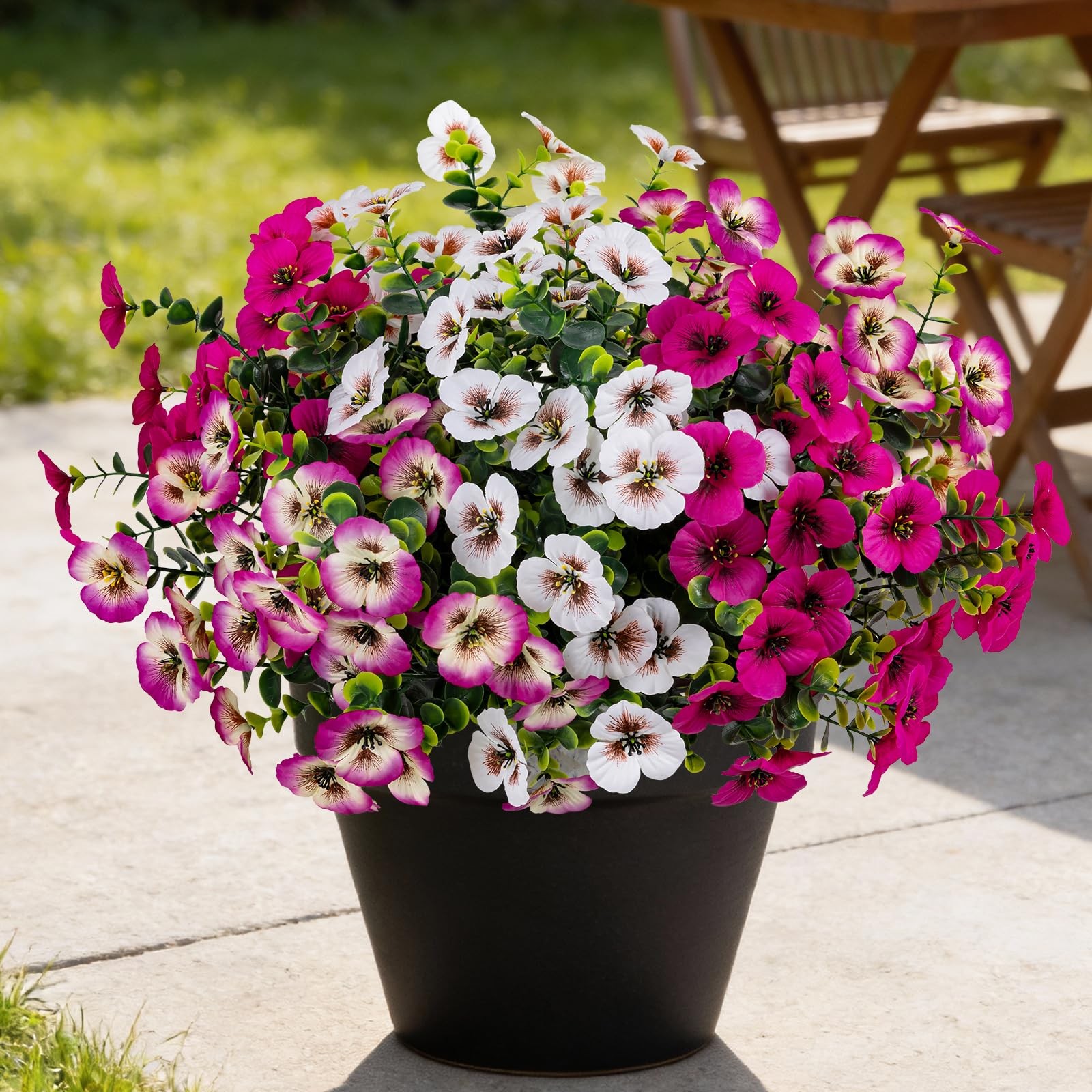 17 Inch Artificial Faux Pansy Flowers for Outdoor,Fake Pansies Flowers with E…