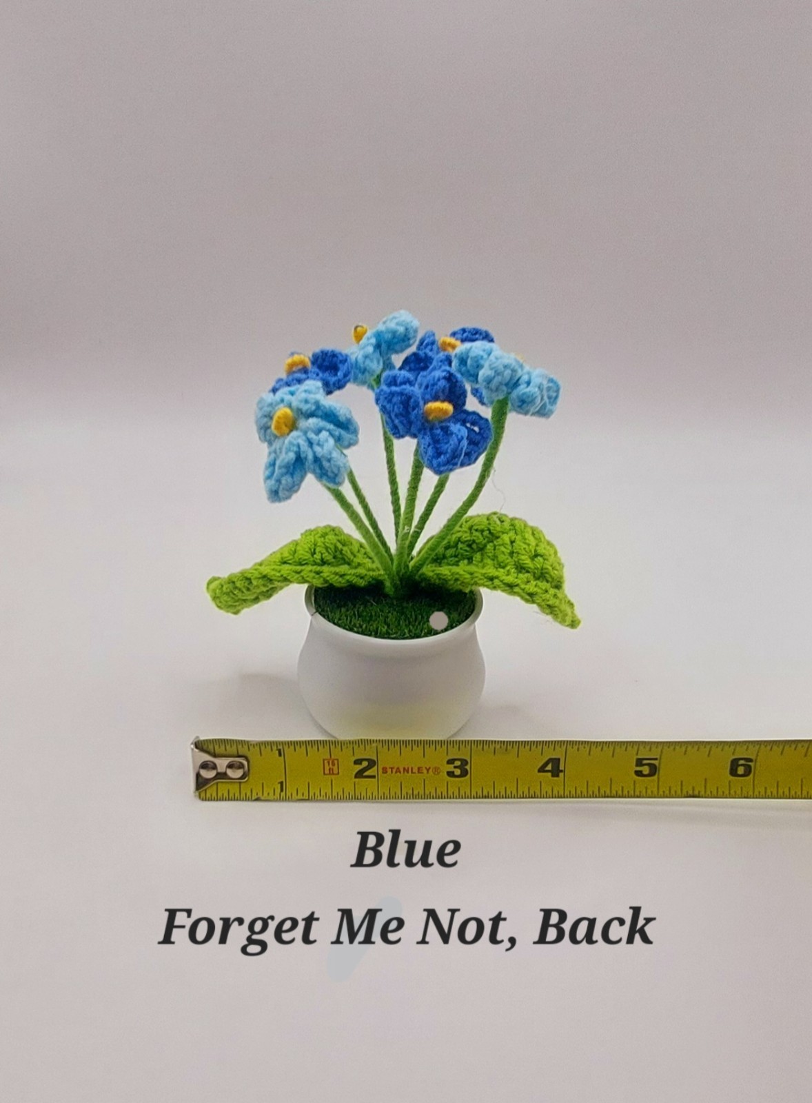 Crocheted Handmade Spring Flowers In Mini Pot W/Grass, Posable~Variety You Pick