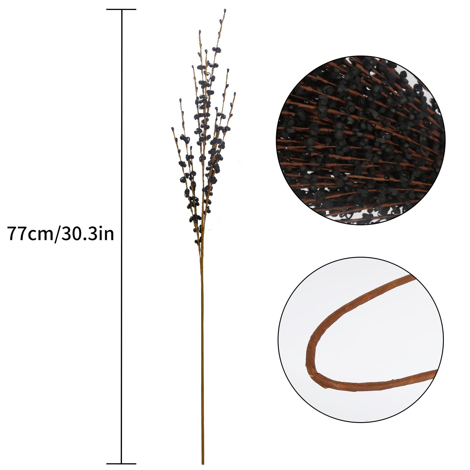 15PCS Black Flowers 29.5 Long Jasmine Artificial Flowers Faux Pussy Willow Br…