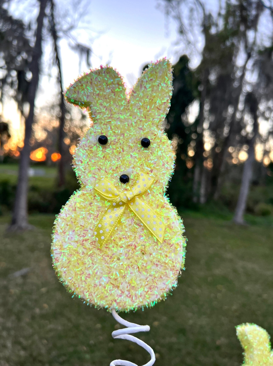 Sugared Bunny Peeps Spray Set of 3 Picks 27 Inch Easter Decor Spring Decor Craft