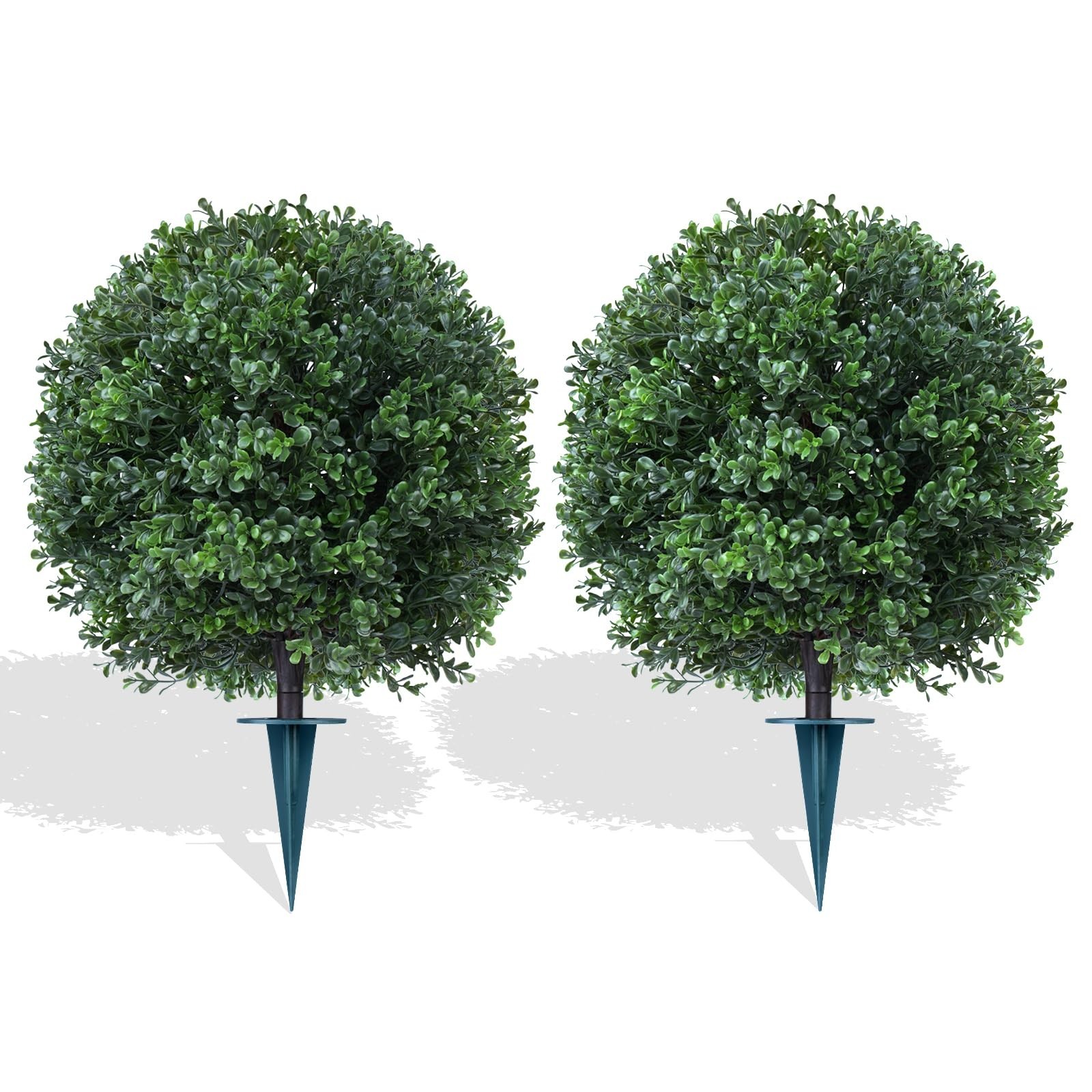 2 Pack Artificial Boxwood Topiary Trees – UV Resistant Faux Pine Shrubs for Indo