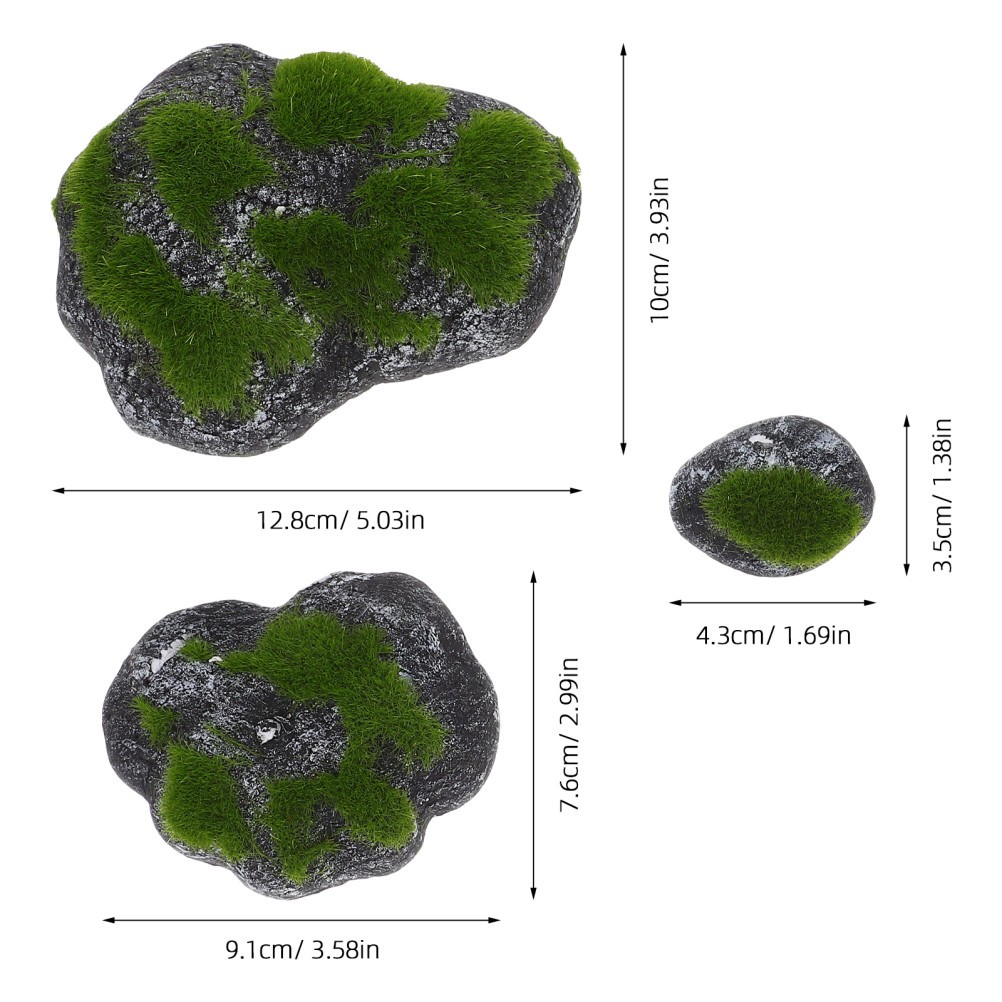 1 Set Artificial Moss Stones Faux Green Moss Covered Rocks Decorative Stones