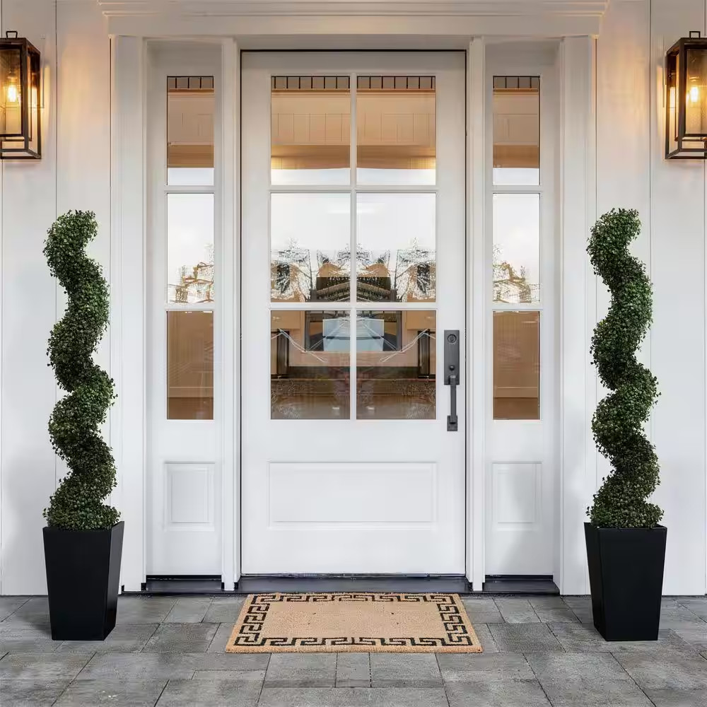 4Ft. Artificial Spiral Topiary Trees W/Black Planter Uv-Resistant Fake Plant,Ind