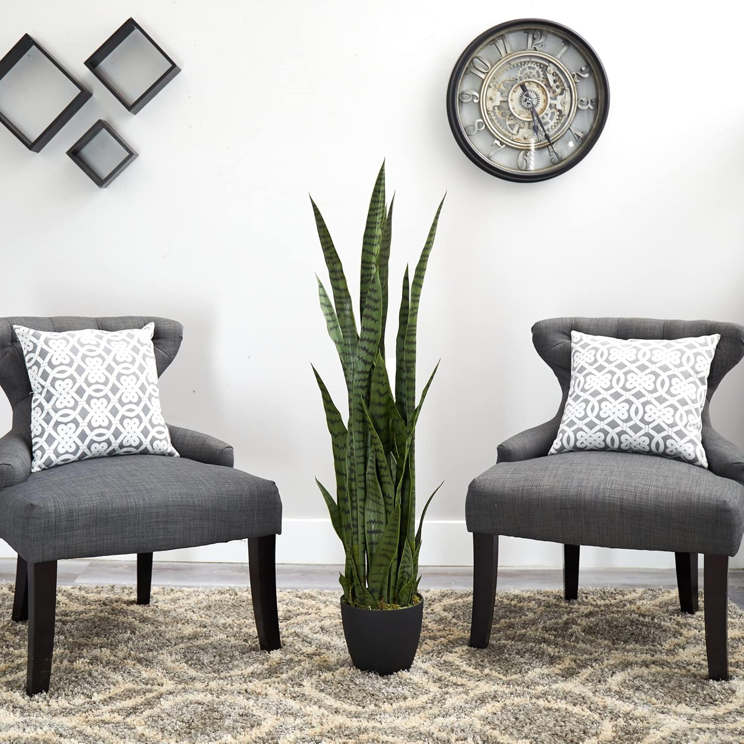 46In Artificial Snake Plant, Sansevieria Faux Greenery for Indoor Home Office De