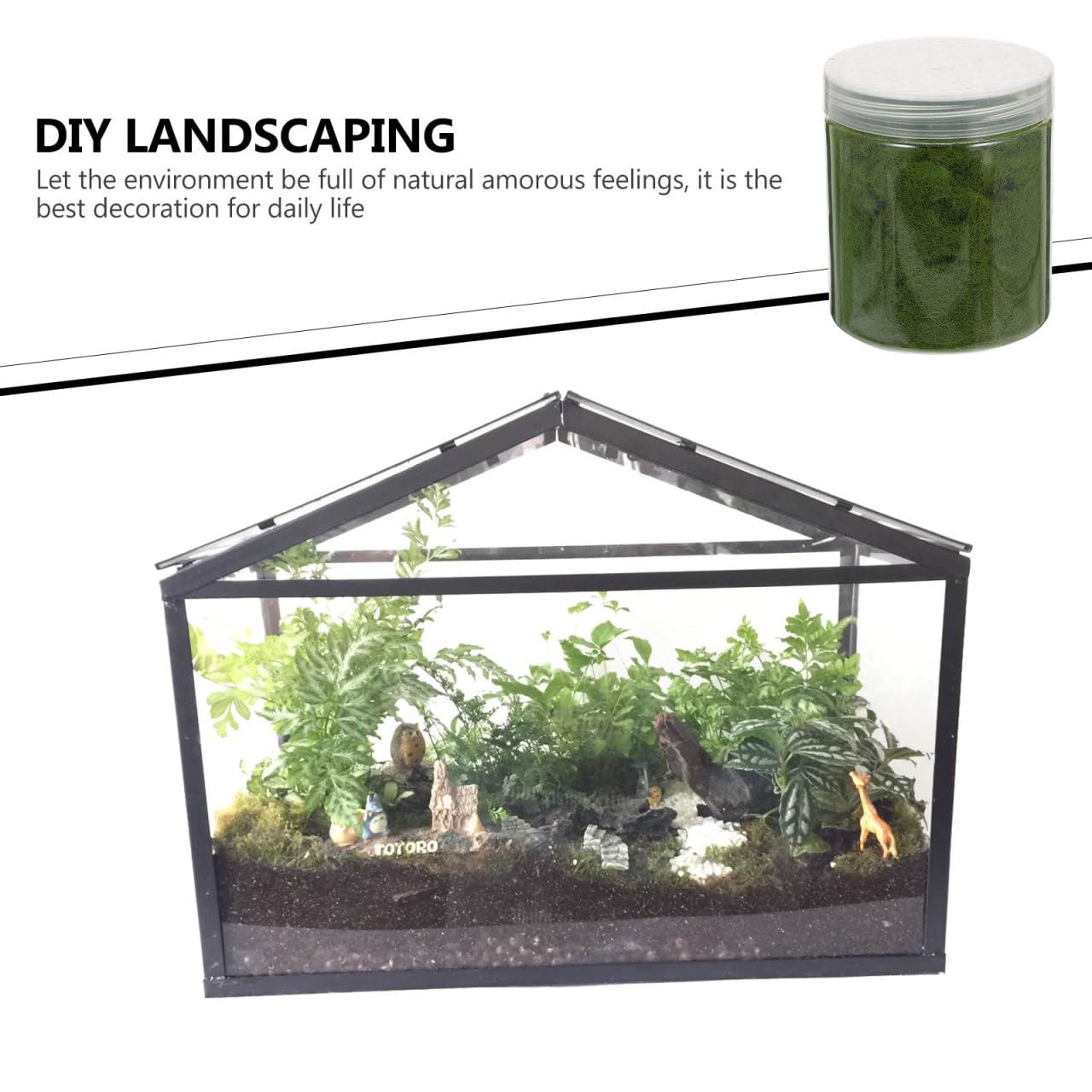 Nylon Simulated Moss, 650ml Artificial Grass Powder Flocking Powder, Fake Gre…