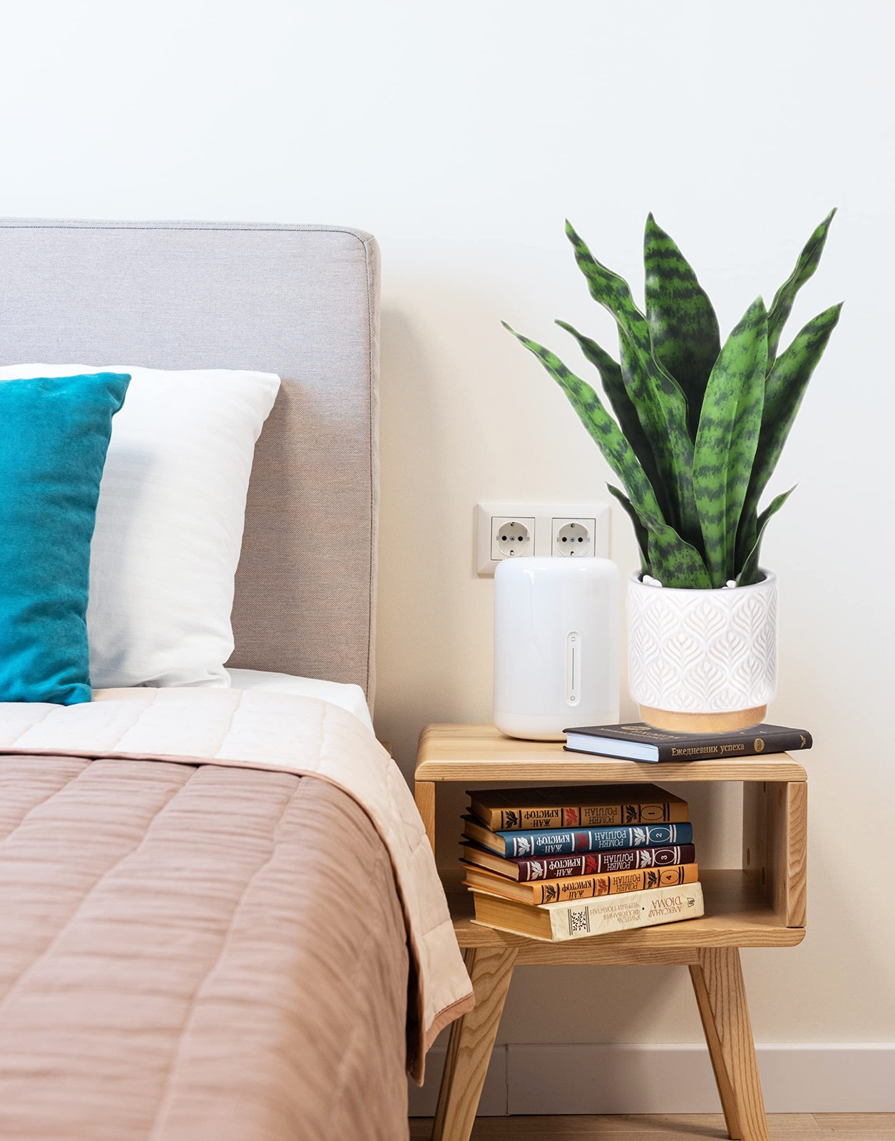 DUZYXI Artificial Sansevieria Plants 16″ with Ceramic Pot