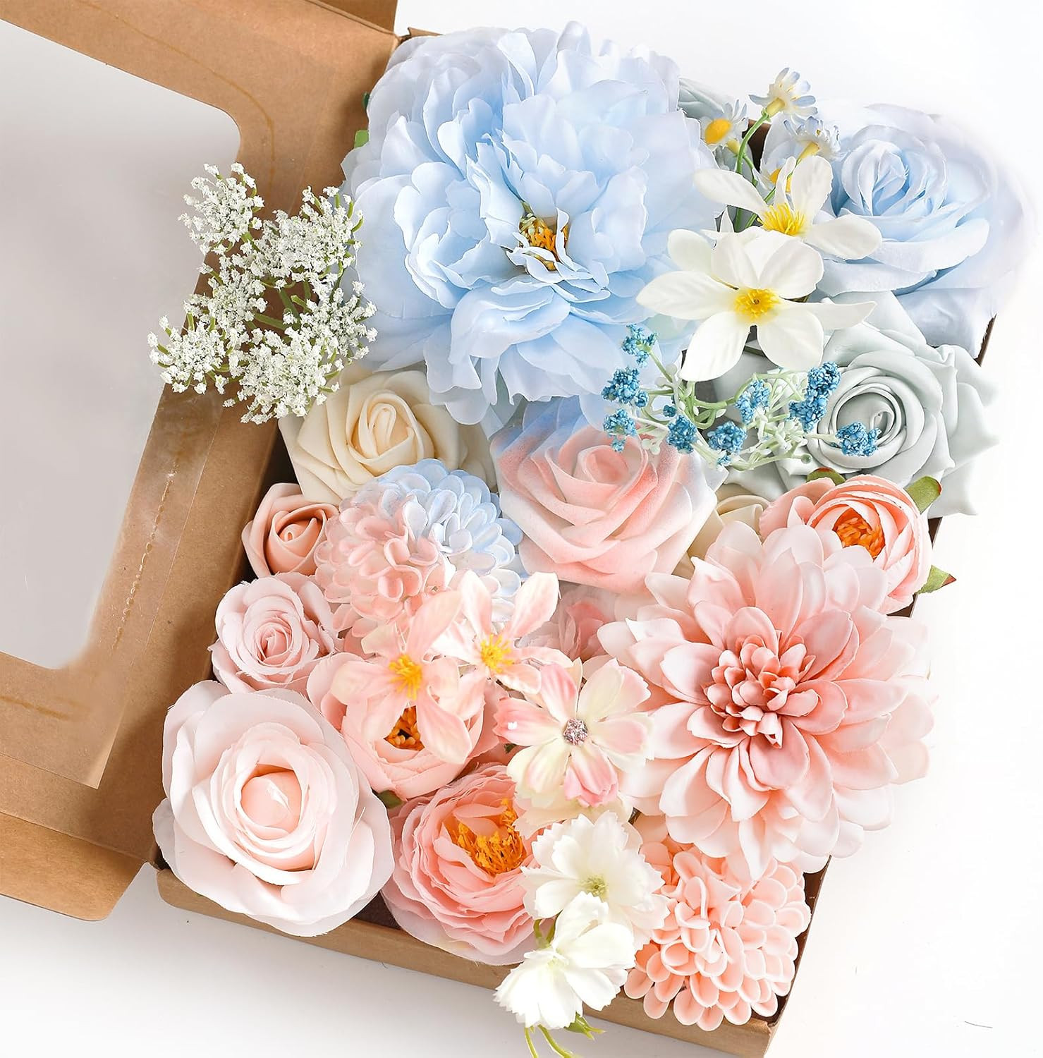 Artificial Flower Box Set Silk Fake Flowers DIY Center Cake Decoration Wedding B