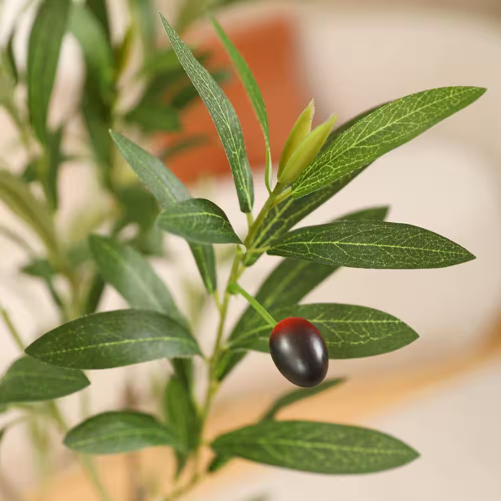 7 Ft. Artificial Olive Tree with White Planter, Large Faux Olive Silk Tree fo…
