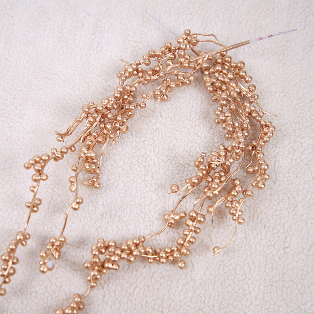 5 Pcs Christmas Berry Stems Artificial Flower Golden Tree Spray