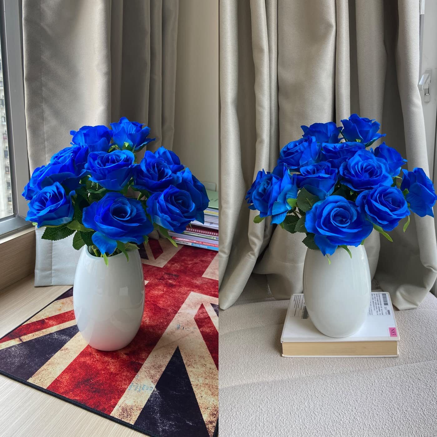 12 PCS Rose Artificial Silk Flowers Fake Roses with Long Stems Realistic