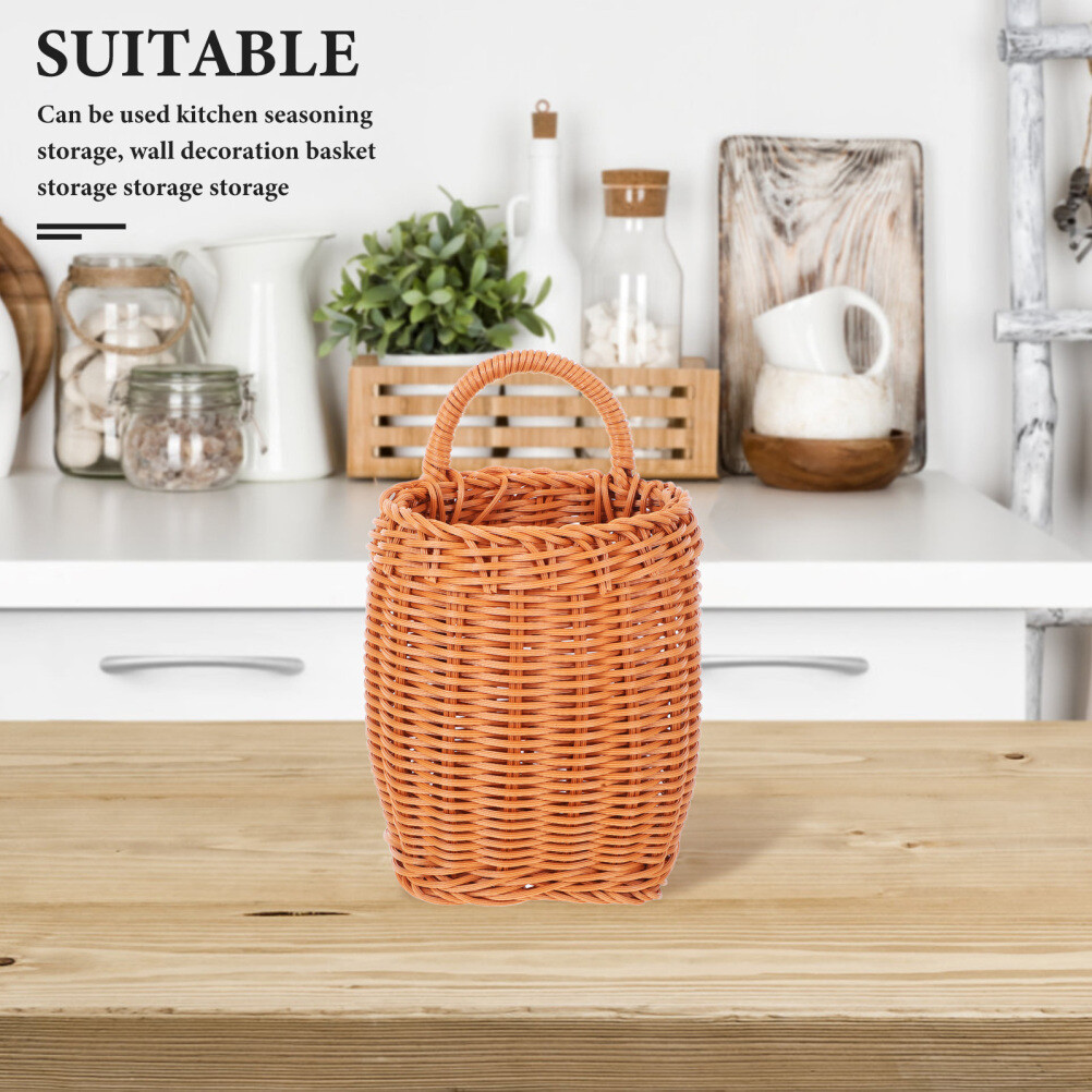 Hanging Wall Wicker Basket Front of Door Kitchen Storage Child