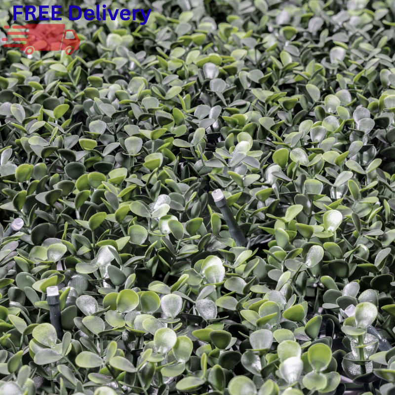 Artificial Hedge Panel with Lights 4-Pack Faux Greenery Wall Privacy Screen
