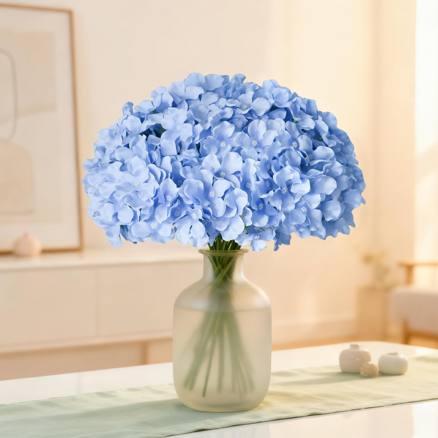 20 Pcs Blue Hydrangea Artificial Flowers Bulk, Faux Hydrangea Flowers Heads, Art