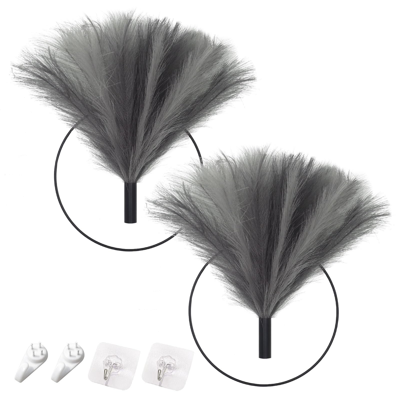 Boho Wall Decor – Metal Hanging Art, Pampas Grass Display for Living Room, Bedro