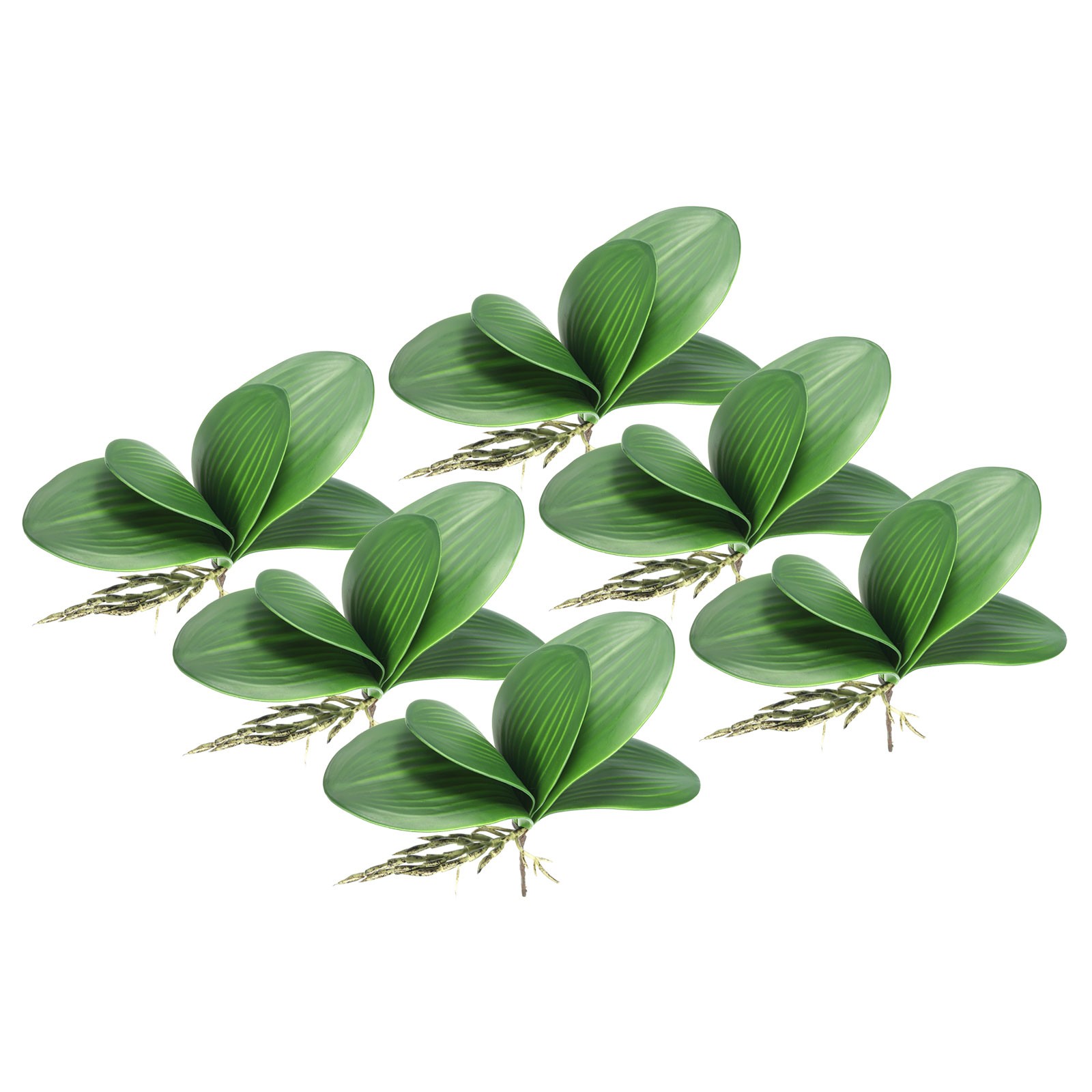 6 Pcs 5.7 Inch Faux Orchid Leaves 5 Petals Artificial Leaf with Stems
