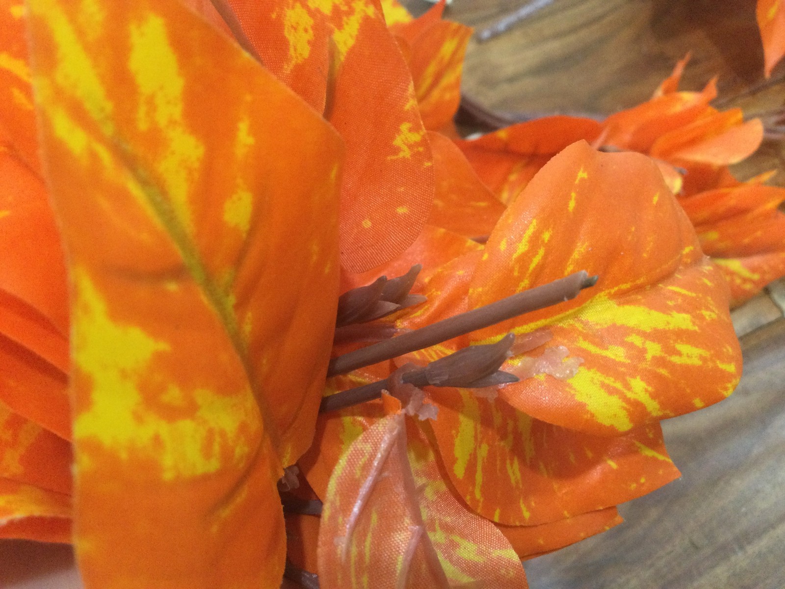 Vintage Artificial fall leaves orange brown 8 bushes Michaels READ