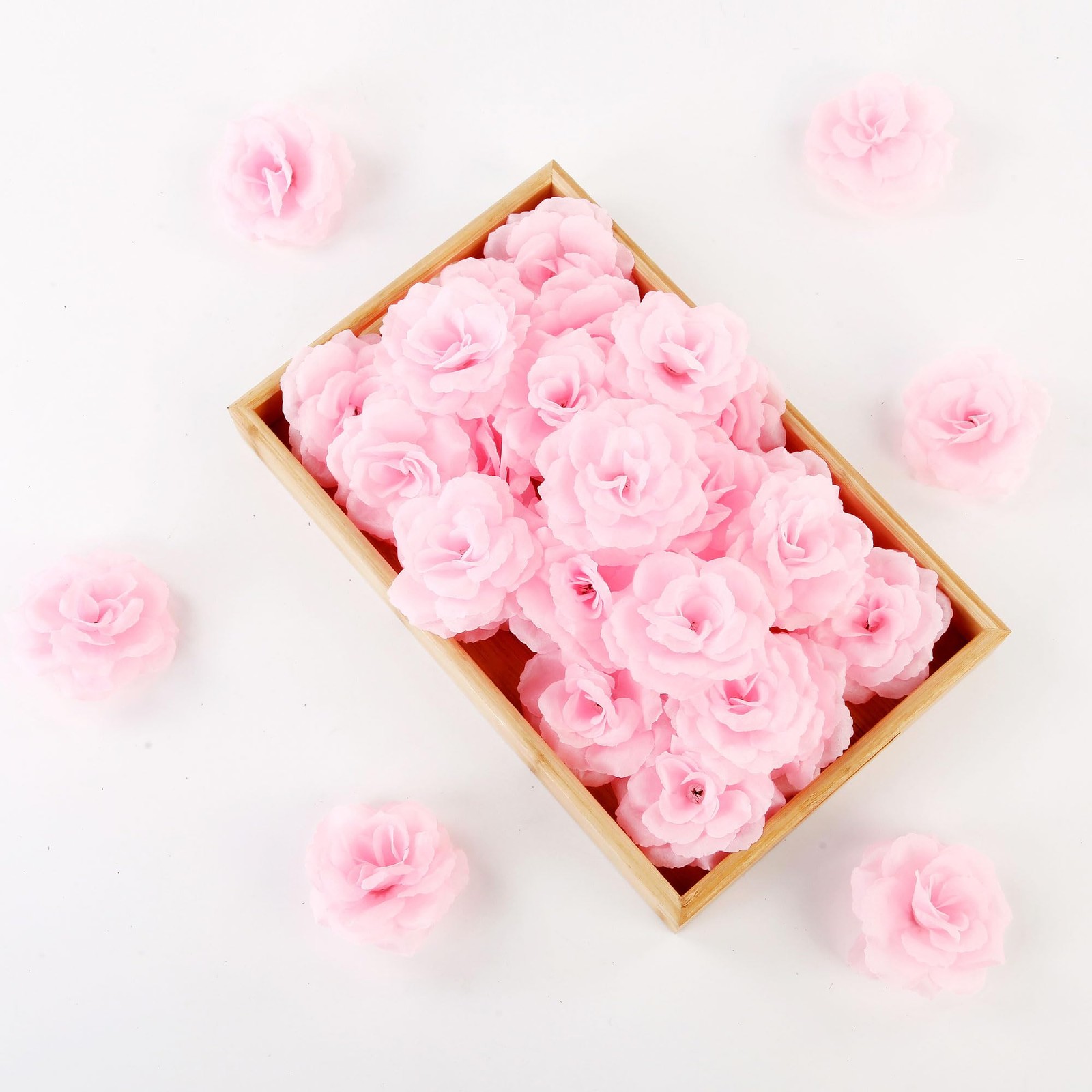 Large Pink Roses Artificial Flower Bulk 60 Pcs 3.2” Silk Fake Roses Flower H…