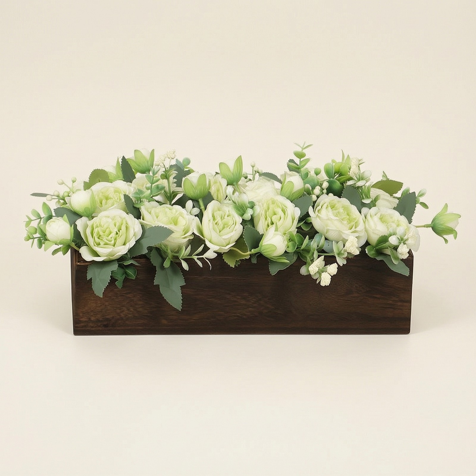 Faux Floral Centerpiece with Wooden Planter Box Full for Bridal Parties