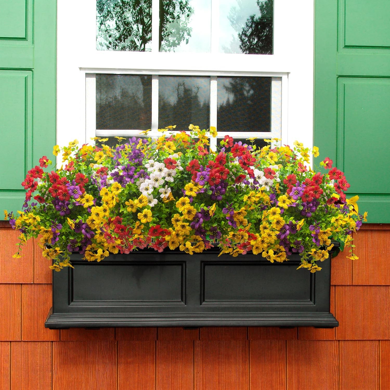 Artificial Fake Plants Flowers for Outdoor Spring Decoration, 16 Bundles Faux Si