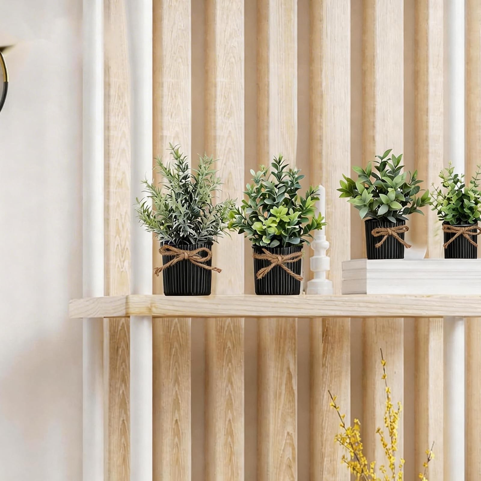 4 Potted Artificial Plants Metal Fake Potted Plant with Iron Pot Mini Greener…