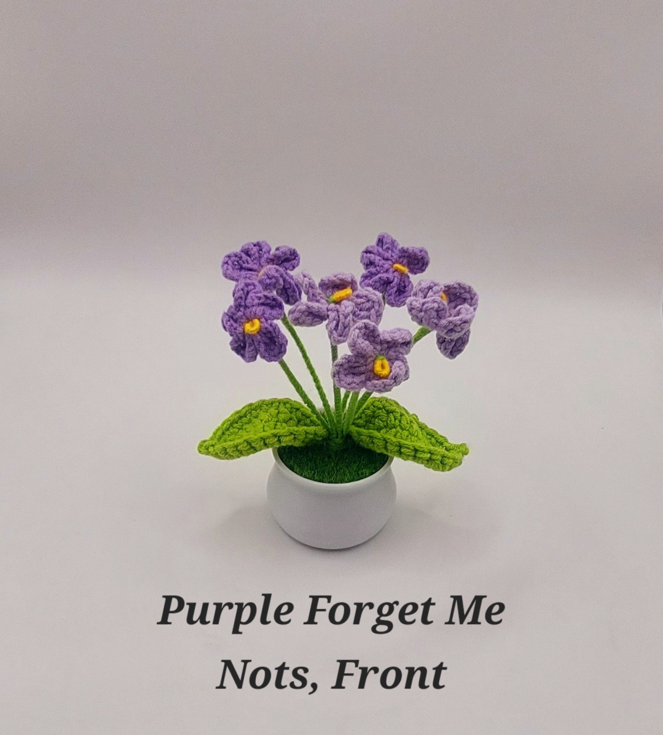 Crocheted Handmade Spring Flowers In Mini Pot W/Grass, Posable~Variety You Pick