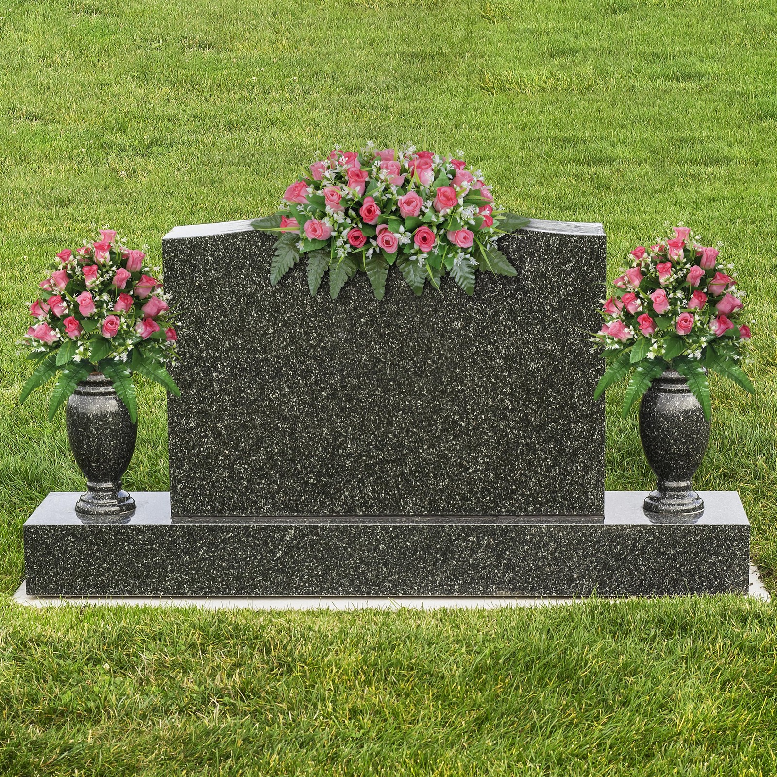 Artificial Cemetery Flowers Saddle, Pink Roses, Outdoor Grave Decorations wit…