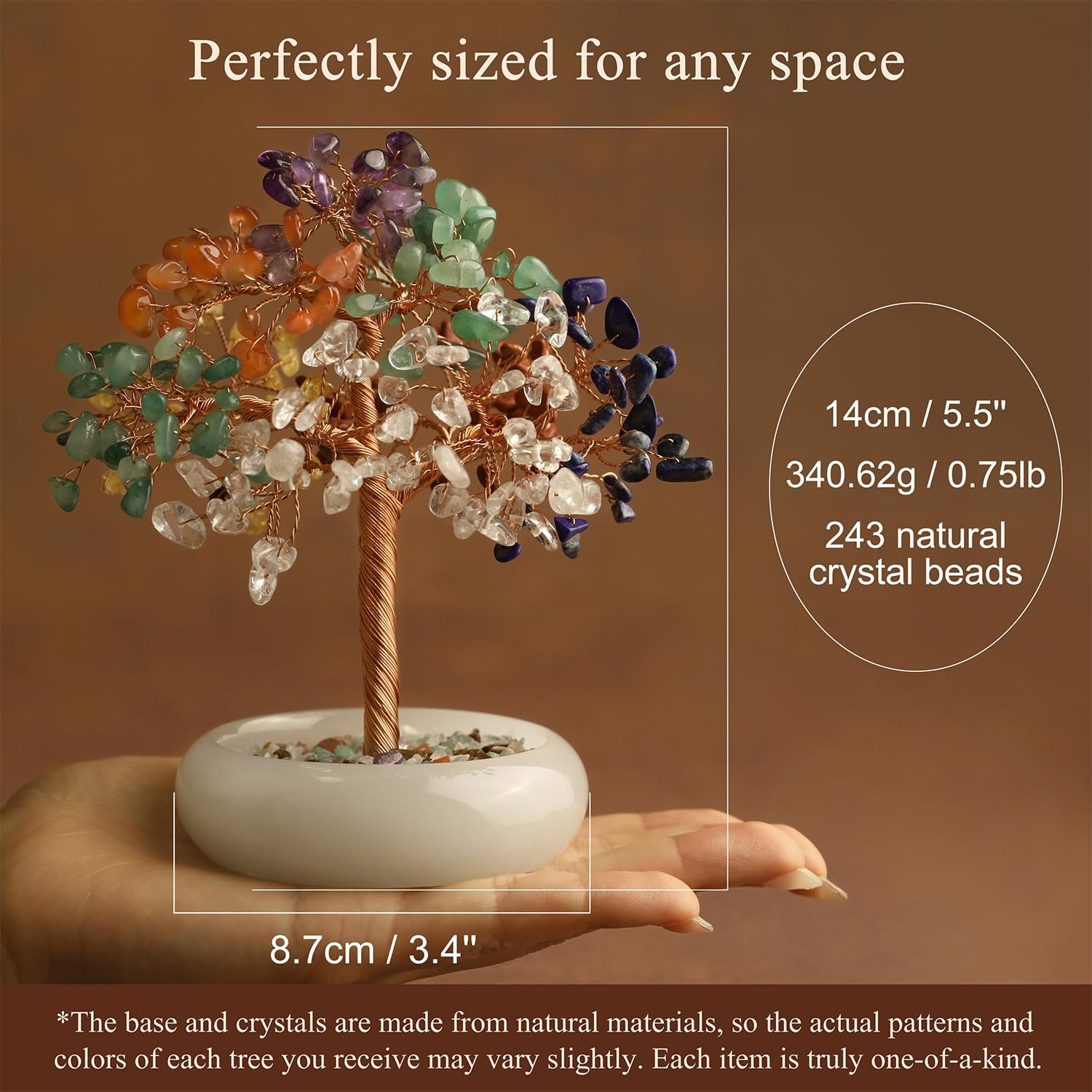 Seven Chakra Crystal Trees, Bonsai Money Tree, Healing Stones, Crystal Tree o…
