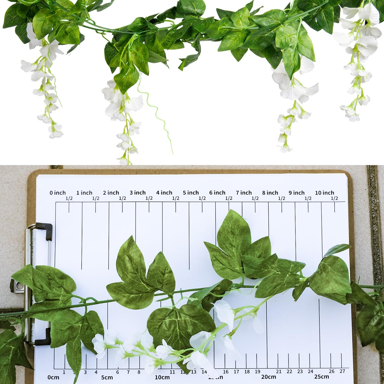 28.8ft Artificial Wisteria Vine Garland (4×7.2ft), Silk Hanging Flowers Decor…