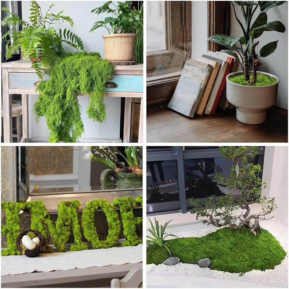 3.5Oz Fake Moss, Fake Green Moss for Potted Plants, Artificial Moss for Crafts,