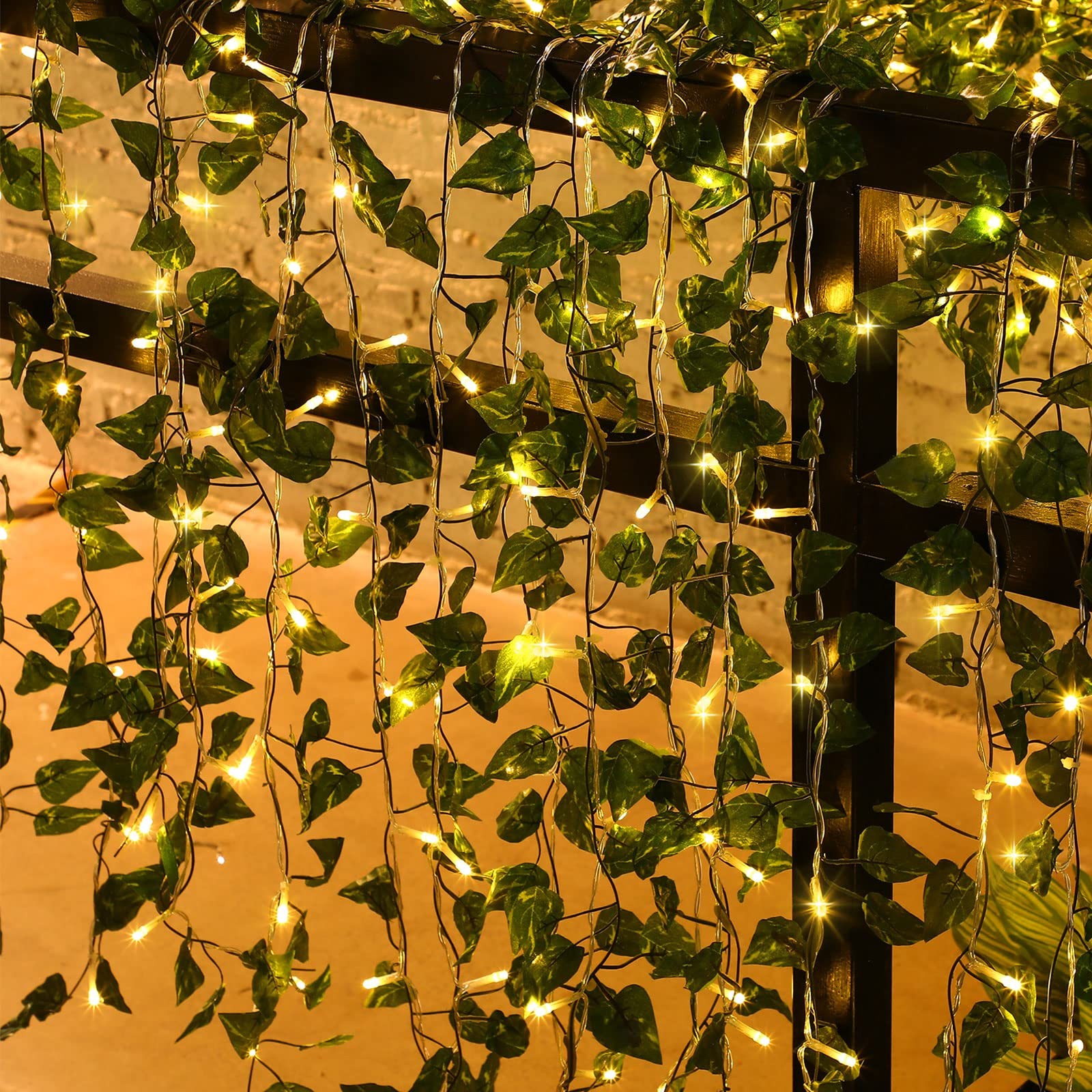15 Pcs 6.6 ft 300 Fake Ivy Vines with Lights for Bedroom String Fairy Light C…