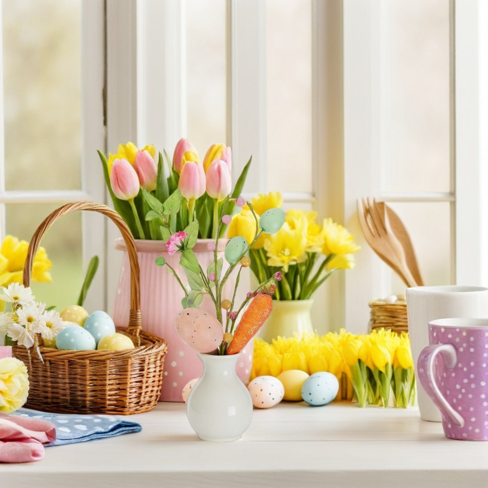 3Pcs Reusable Easter Party Egg Arrangement Stems with Colorful Spring Berries