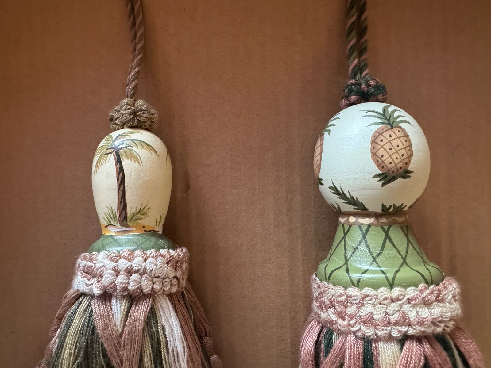 Hand Painted Palm Tree And Pineapple Tassels