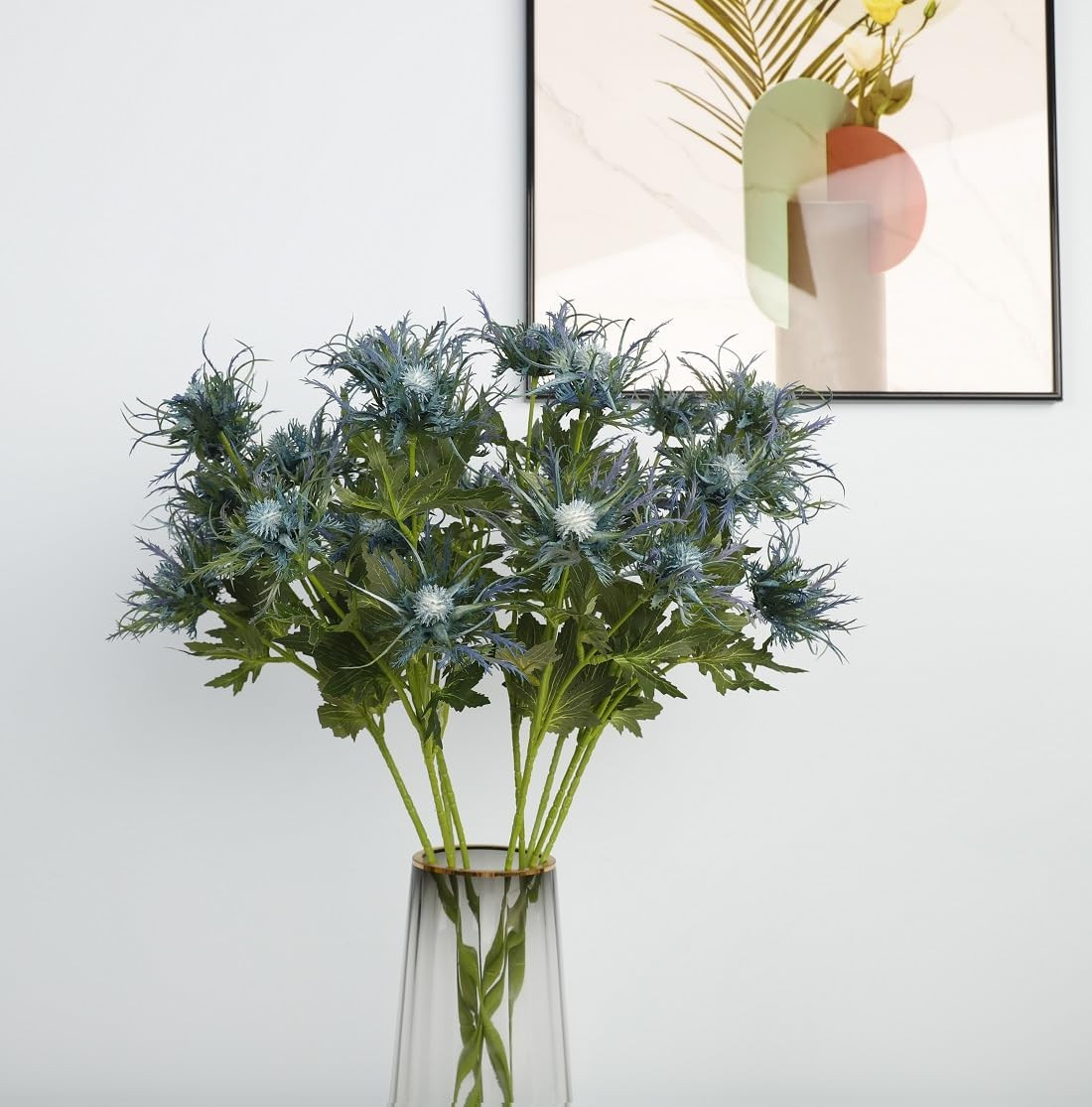 Real Touch Blue Thistle Flowers – 8 Stems Rustic Eryngium Decor for Weddings