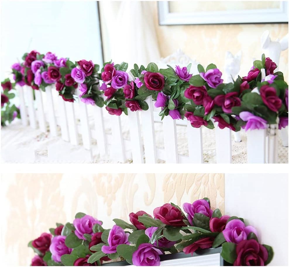 9 Pack 73.8FT Flowers Garland Decorations Plastic Artificial Flowers for Wedding