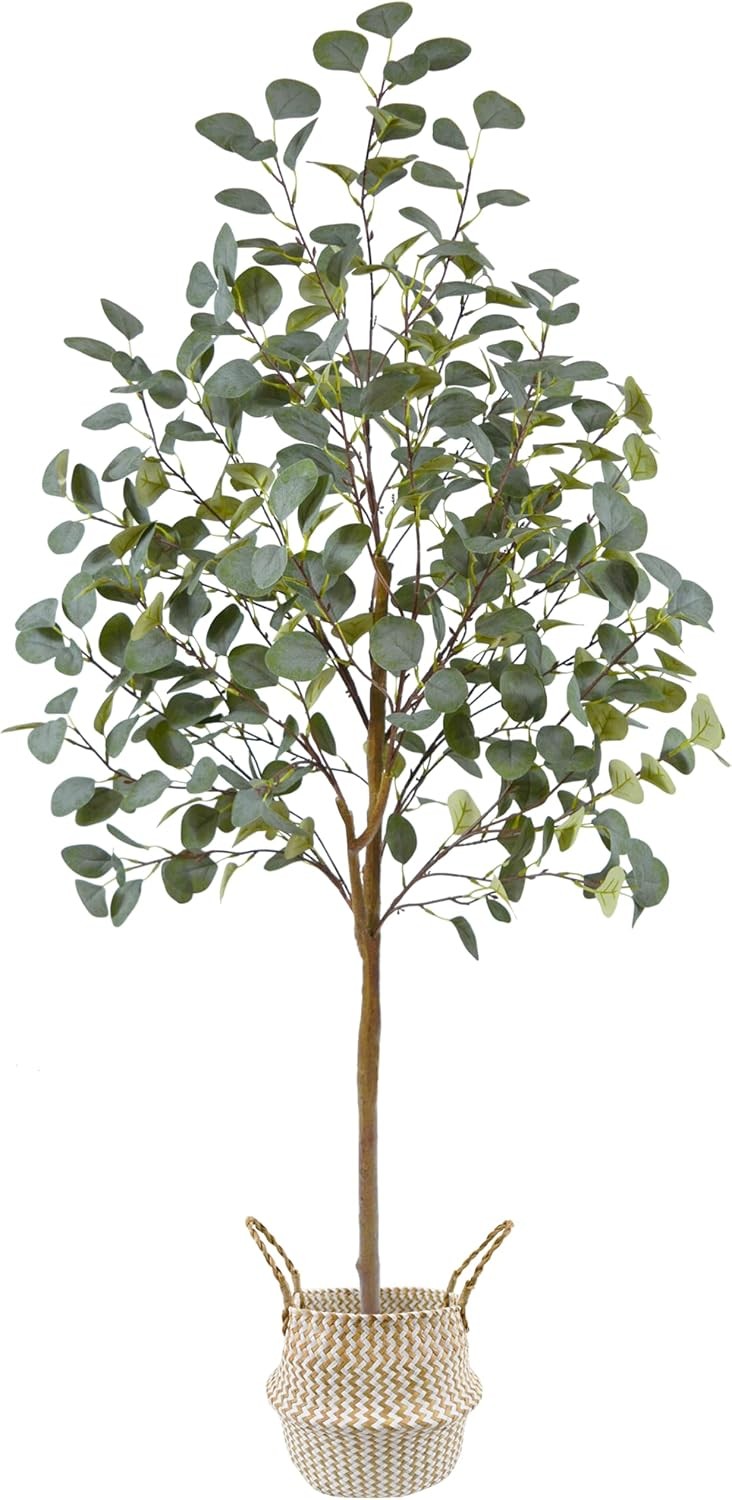 Artificial Eucalyptus Tree, 5ft Tall Mordern Fake Eucalyptus Plant with Basket,