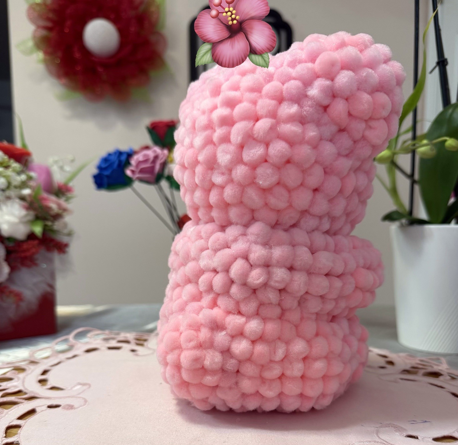 Adorable Pink Marshmallow Teddy Bear 9″-Unique Handmade Gift for Mother’s Day