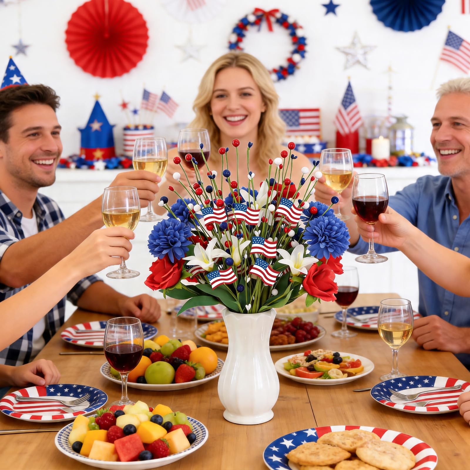 4 Pcs 4th of July Patriotic Decorations Table Centerpieces, 17.7in Red White …