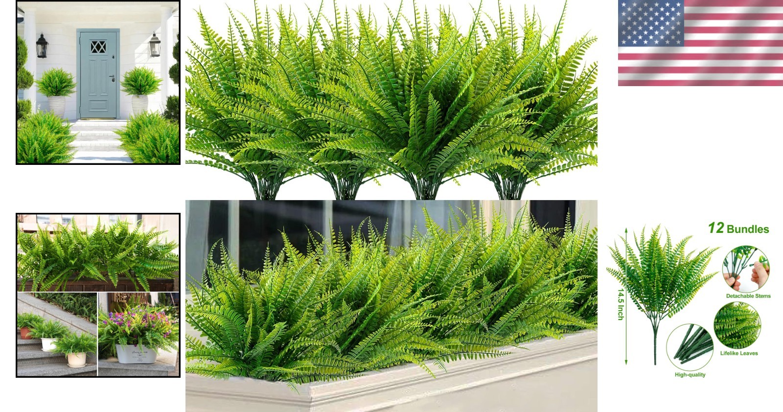 Abundant 12 Bundles Faux Boston Ferns – Maintain Fresh Greenery Elegantly
