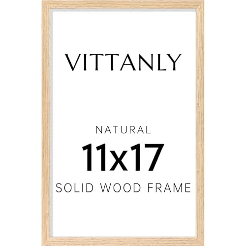 Picture Frame, Solid Wood Frame with Plexiglass, Includes 8×12 11×17 Natural
