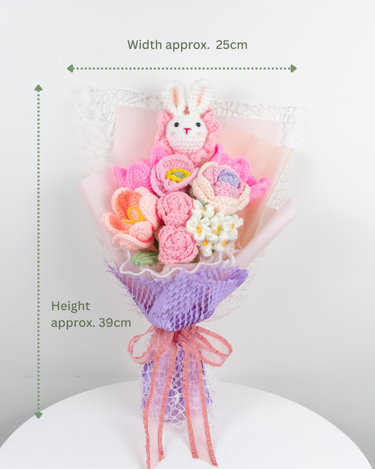 Cute Crochet Bunny Flower Bouquet / Graduation Birthday Baby Shower Gift