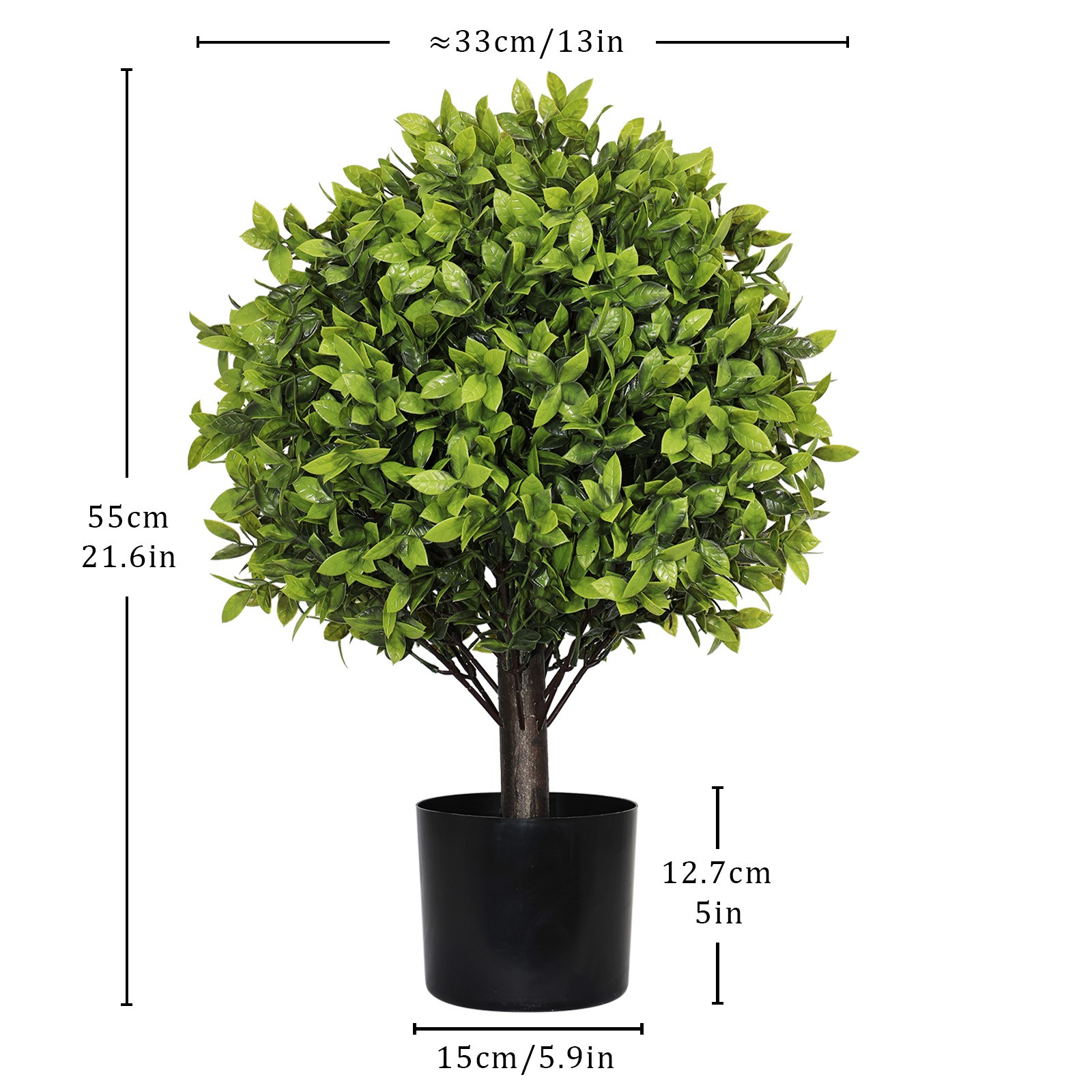22in Artificial Boxwood Topiary Ball Trees in Pots Home Garden Decor 2pcs/set
