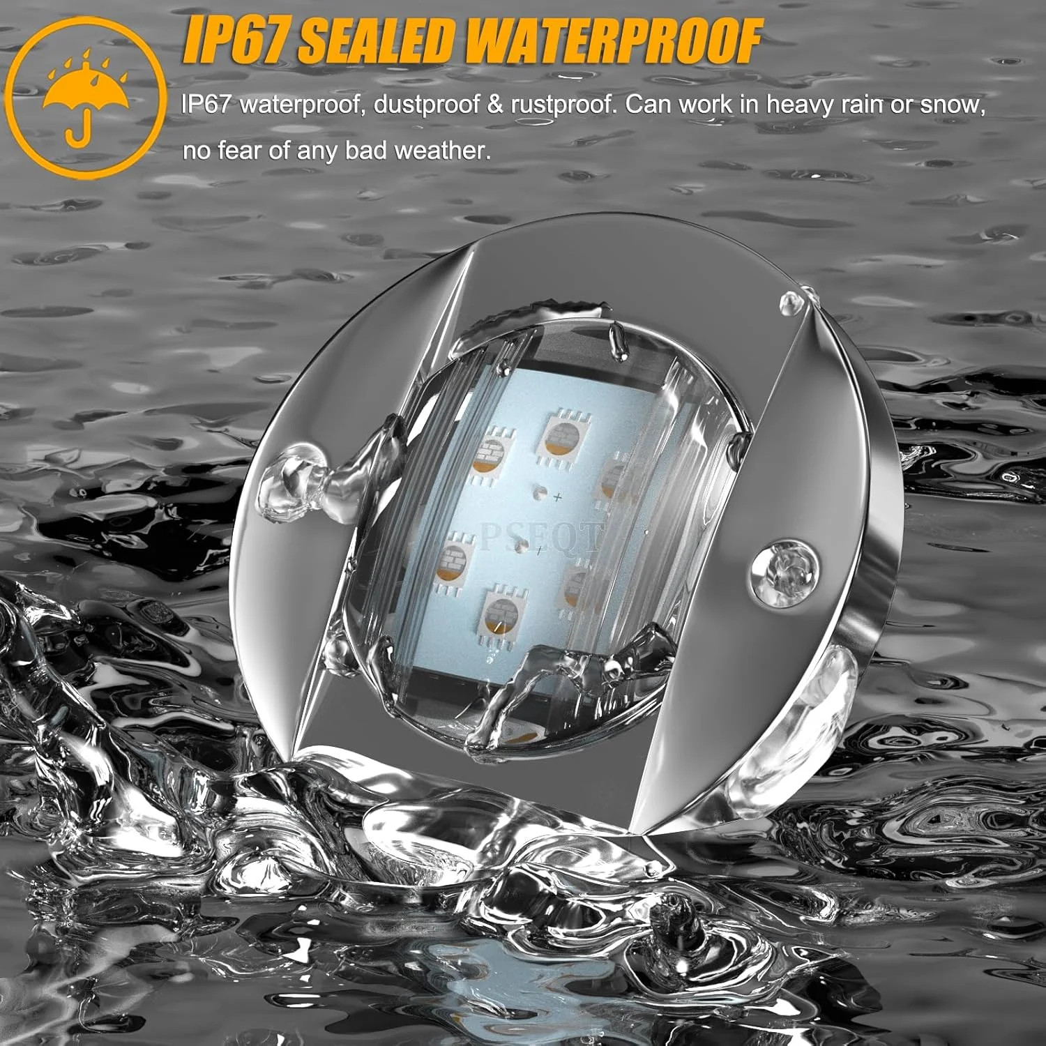 PSEQT 6Pcs 6LED RGBW Boat Courtesy Lights, 4-color 3” Round Waterproof Marine I